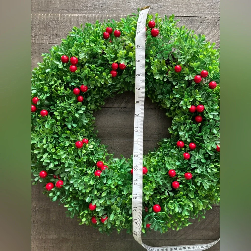 Holiday Wreath Bundle Classic Green Wreath + Candy Cane Accent Christmas Décor